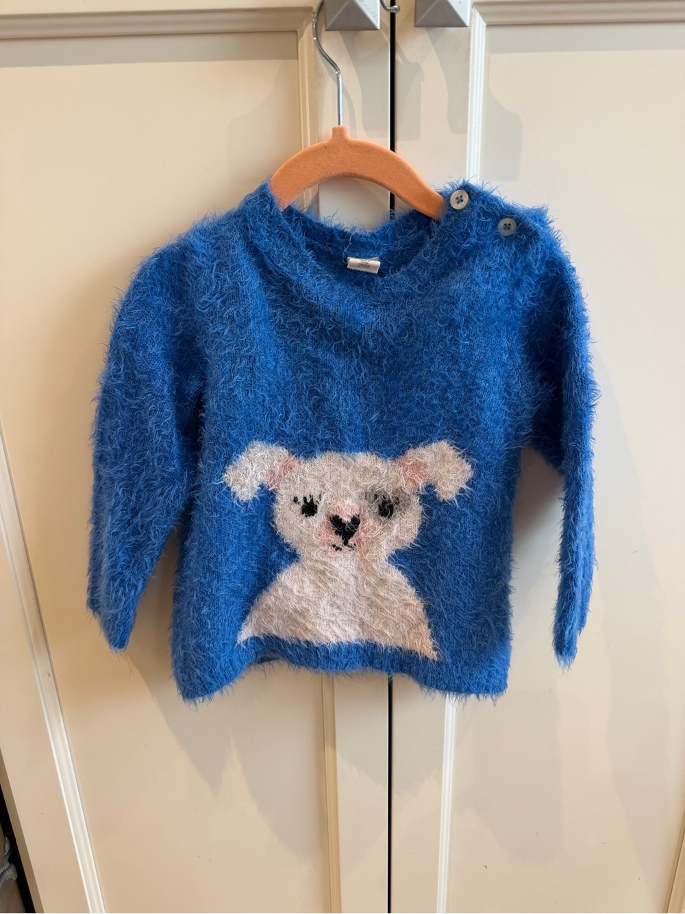 Tucker + Tate 18m Fuzzy Blue puppy Knit sweater